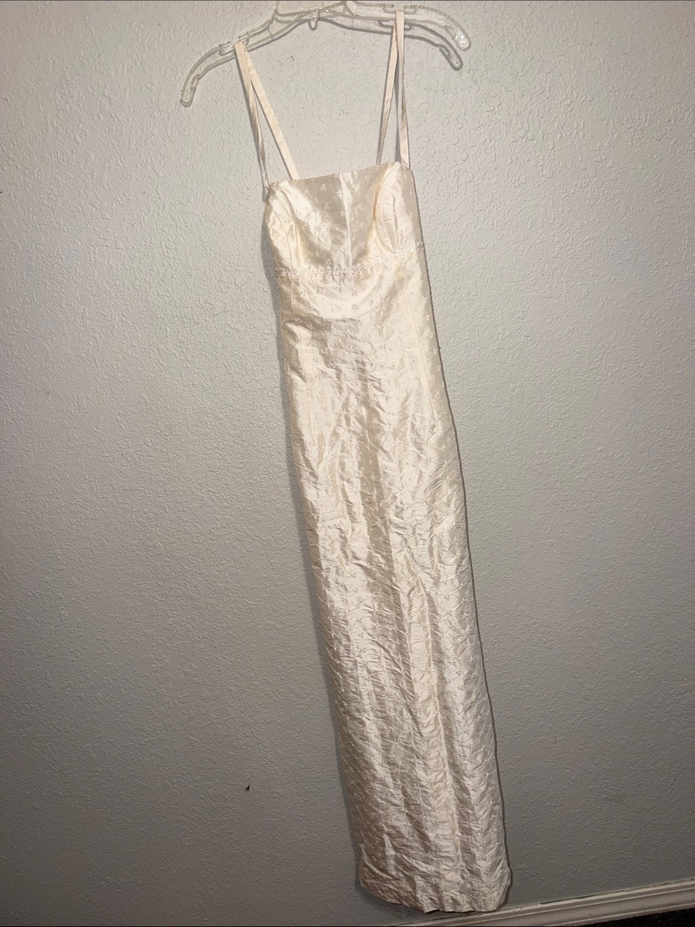 Vintage eyelet dress 90s Romantic Y2K Brocade Italian Silk Sheath Maxi Slit